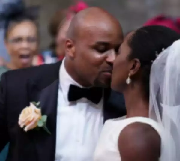 See this Nigerian mum’s facial expression as her son kissed his bride at the altar